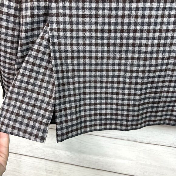 Byron British Style Check Plaid Blazer Jacket Sport Suit Coat 44R Wool Brown - Picture 7 of 12